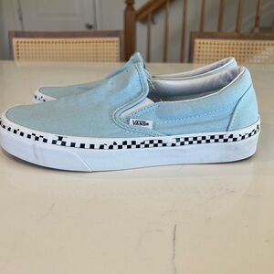 Vans Sky Blue Slip-On Sneakers Checkerboard soul.  Woman Size 8